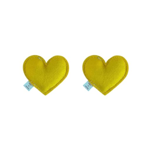 Catnip Toy – Heart Shape, Organic Catnip, 100% Wool Felt, Grown & Made in The USA - Yellow, 2 Pack - color: Yellow, size: 2 pack