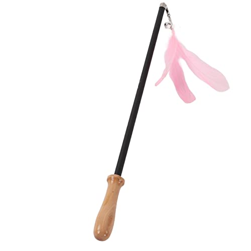 Retractable Cat Teaser Wand, 38.8in Telescopic Feather Toy with Carbon Fiber Rod and Bell for Indoor Kittens (Pink) - color: Pink