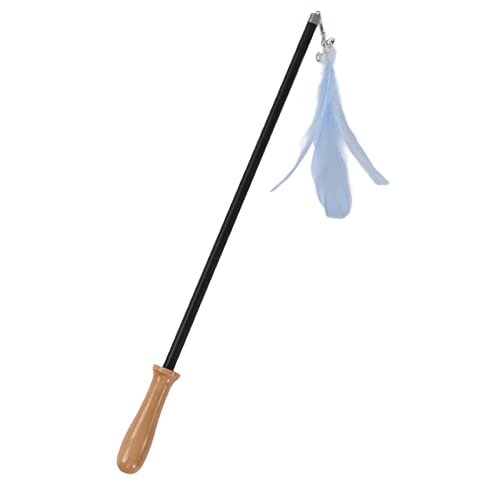 Retractable Cat Teaser Wand, 38.8in Telescopic Feather Toy with Carbon Fiber Rod and Bell for Indoor Kittens (Blue) - color: Blue