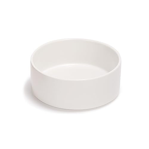 SPUNKYJUNKY 13.5OZ Ceramic Dog and Cat Bowl, Modern Cute Weighted Food Water Bowl for Replacement White (2 Pack) - color: White, size: 1.7 CUPS × 2