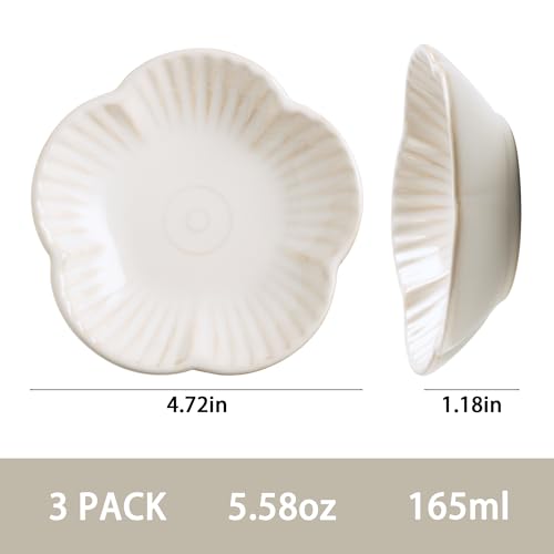 Cat Food Bowls, Ceramic Cat Plates, Dish for Food, Water and Snack, 4.72 Inch, Indoor and Outdoor Use, Kitten Puppy and Small Animals Bowls Set of 3 (White) - color: white