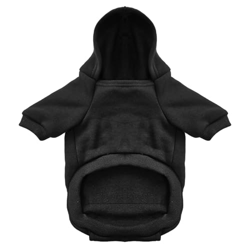 Jecikelon Winter Dog Hoodie Sweatshirts with Pockets Warm Dog Clothes for Small Dogs Chihuahua Coat Clothing Puppy Cat Custume (Black, X-Small) - color: Black, size: X-Small
