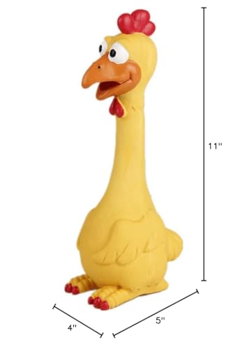 Tamu style Rubber Chicken Squeaky Dog Toys for Small, Medium or Large Pet Breeds, Play Fetch, Reduce Separation Anxiety - color: Yellow