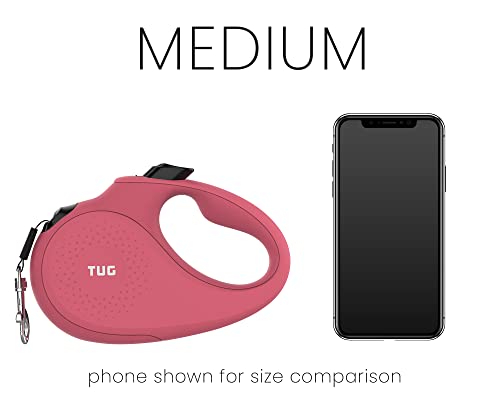 TUG Monochrome 360° Tangle-Free Retractable Dog Leash | 16 ft Strong Nylon Tape (Medium, Pink) - color: Pink, size: Medium, 16 ft