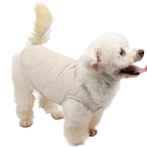 Dog Jacket - Insulated Waterproof Fleece Lined Garment, Outdoor Warmth Shield, Lightweight Secure Fit, Zipper Closure Breathable Fabric Pets Outfit, Hiking Camping Holiday Season Travel - color: Beige M