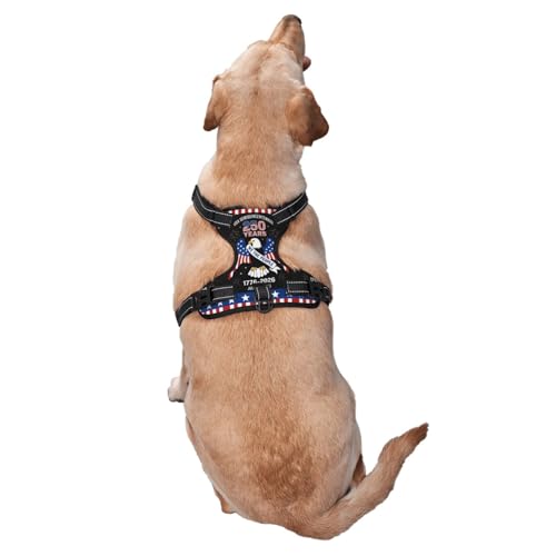 250 Years We the People Reflective Dog Harness No Pull Soft Vest Harness for Small Medium Large Dog Puppy Pets (Medium Size) - color: 250 Years We the People, size: Medium