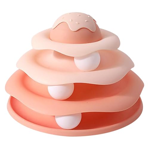 Cat Ball Track Toy, Cat Ball Tower, Multi-Level Design Cat Ball Track Toy, 3 in 1 Automatic Interactive Kitten Toy, Easy to Disassemble, Easy to Clean, Meet Your Cat's Exercise Needs (Pink) - color: Pink