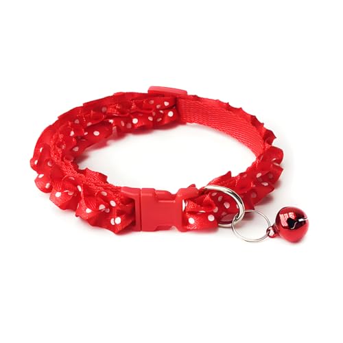 Red Dog Collar Xs, Kitten Bell Collar Girl Puppy Collar Lace Adjustable for XXS Xs Small Pet Dogs Cats Animal Litter Tiny Female, XSmall - color: Red, size: Neck 7.5-12.6"