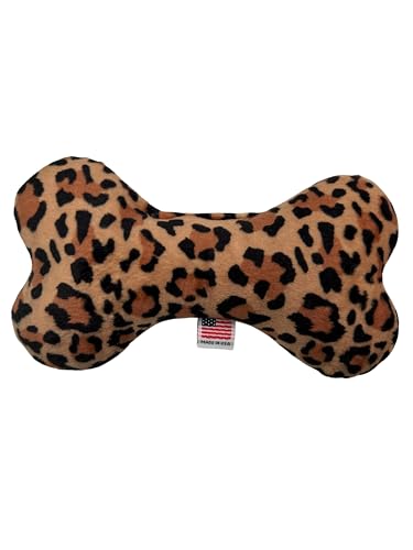 Pet and Dog Plush Bone Toy, Cheetah Pattern (Medium) - size: Medium
