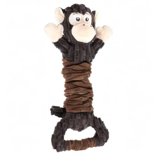 Letsmeet Plush Dog Toy with Crinkle Paper, Tug of War Pull Interactive Toys for Puppies to Large Dogs - style: Monkey