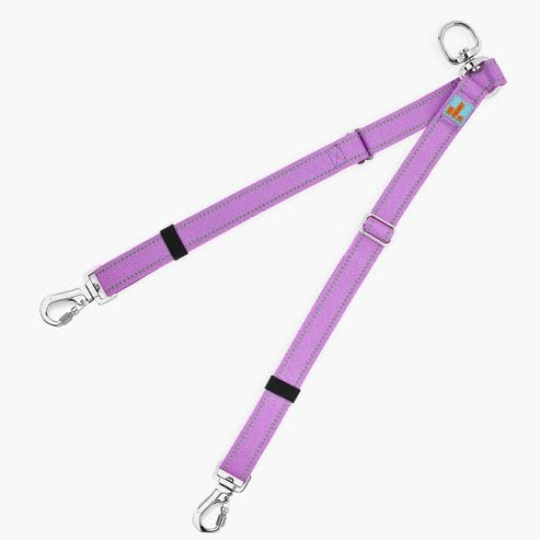 Dog Friendly Co. Leash Splitter | Walk Two Dogs | Complete Control - 360° Swivel, Tangle Free, Adjustable Length, Reflective Webbing, Heavy Duty Clips (Purple) - color: Purple