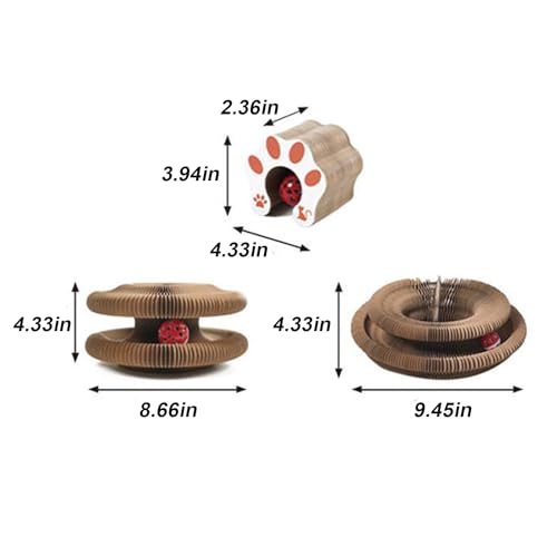 Kitty Curls Cat Toy, Magic Organ Cat Interactive Scratcher Cardboard with Bell Ball, Foldable & Changeable Accordion Shape Exercise Anxiety Relief Toy for Indoor Cats (2PCS) - size: 2 PCS