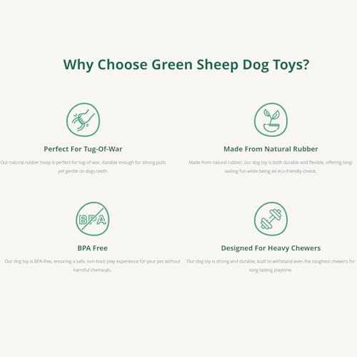 Green Sheep Natural Rubber Ring Rope Toy for Dogs, Durable Chew & Interactive Dog Toy with Recycle Cotton Rope, Tough Pet Toys for Small to Large Dogs, Green - color: Green And White