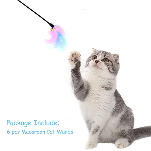 IUHKBH Cat Wands, 6 PCS Colorful Feather Wand with Bell Interactive Cat Toys, Safe for Your Kitty - color: D