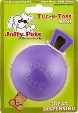 Jolly Pets Tug-n-Toss Heavy Duty Dog Toy Ball with Handle, 4 Inches/Petite, Purple (404 PR) - color: Purple, size: 4 inches/Petite