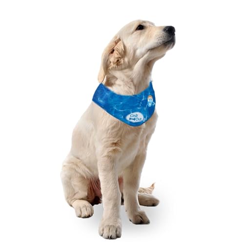 ALL FOR PAWS Dog Cooling Bandana, Cooling Bandanas for Medium Dogs, Dog Cooling Neck Wrap, Cooling Scarf for Dogs, Blue Ice Dog Neck Cooler for Summer (M) - size: Medium