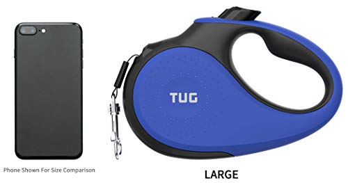 TUG 360° Tangle-Free Retractable Dog Leash with Anti-Slip Handle | 16 ft Strong Nylon Tape | One-Handed Brake, Pause, Lock (Large, Blue) - color: Blue, size: Large