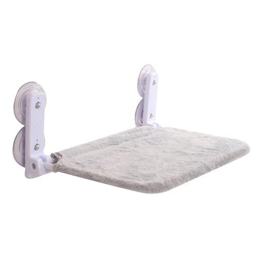 Cat Window Perch Cordless Foldable Cat Hammock Bed with 4 Strong Suction Cups, Solid Metal Frame and Soft Cover for Indoor Cats (Grey)