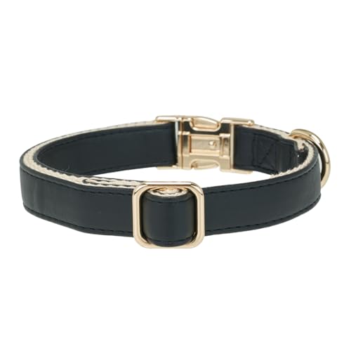 Soft Classic Leather Dog Collar Heavy Duty Padded Collars with Metal Buckle for Puppy Small Medium Dogs (Black,XS) - color: Black, size: XSmall