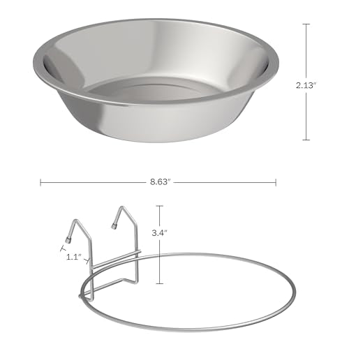 Set of 2 Stainless-Steel Dog Bowls - Cage, Kennel, and Crate Hanging Pet Bowls for Food and Water - 48oz Each and Dishwasher Safe by PETMAKER - size: 48 oz