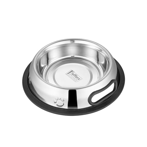 Jeffers Pet Embossed No Tip Anti-Skid Stainless Steel Dog Cat Puppy Kitten Bowls – Rubber Base Food Water Dish for Home Travel Camping Kennel, Durable Dishwasher Safe Feeding Bowl - 64 oz (2 Quart) - size: 64 oz (2 Quarts)