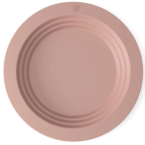 EcoLeo Whisker Friendly Cat Food Dish, Platinum Silicone, LFGB Certified Non-Toxic, CKD, Anti Whisker Fatigue, Low Profile, Shallow, Non Slip, Cat Dog Kitten Feeding Dish_Pink - color: Blush