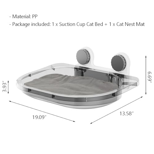 La La Pet Suction Cup Cat Bed with Mat Transparent All Season Window Perch for Indoor Pets Sunbathing Hammock Nest