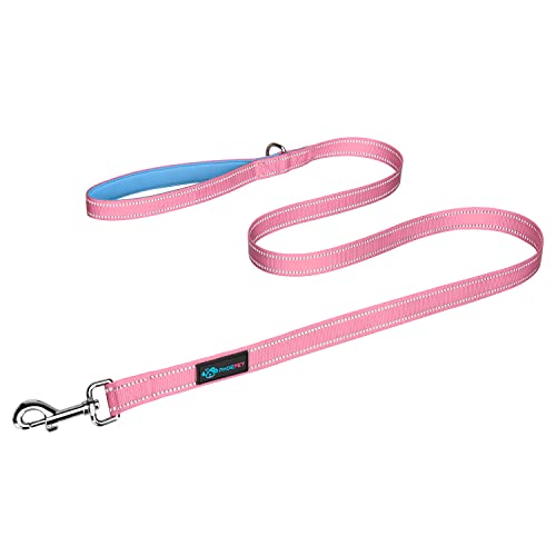 PHOEPET 5 Feet Dog Leash - Dual-Side Reflective - Soft Padded Handle - Fit for Walking, Training or Exploring Hiking, Camping (Baby Pink + Blue Base) - color: Baby Pink + Blue Base