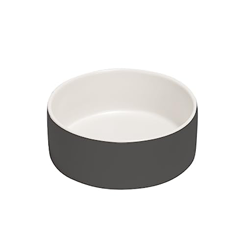 SPUNKYJUNKY 13.5OZ Ceramic Dog and Cat Bowl, Modern Cute Weighted Food Water Bowl for Replacement White-Grey (2 Pack) - color: White-grey, size: 1.7 CUPS × 2