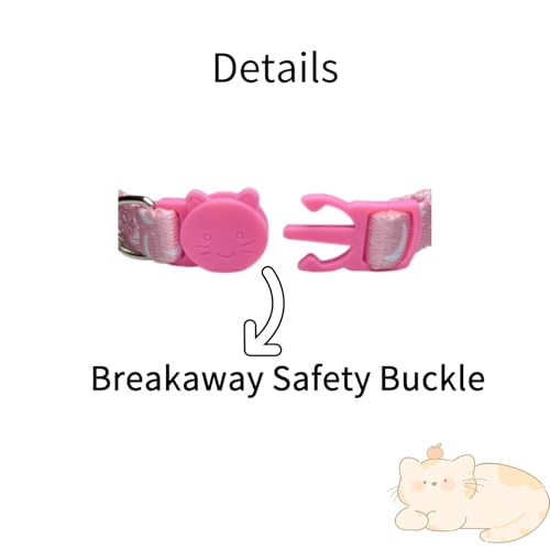 Pack of 2 Cat Collars Breakaway with Bell Safety Buckle, Dots & Cherries Style, Adjustable Cute Comfy Kitten Collars for Girl Boy Kitty Puppy Small Pets, 8-11" - color: Dots&Cherries, Pack of 2