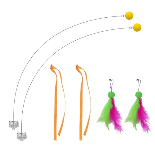 Oxawo Interactive Cat Toys Cat Exercise Tumbler, Rechargeable Cat Toys for Indoor Cats Spin Butterfly Game Teasing Kitty, Extra Long Feather Wand (Attachment)