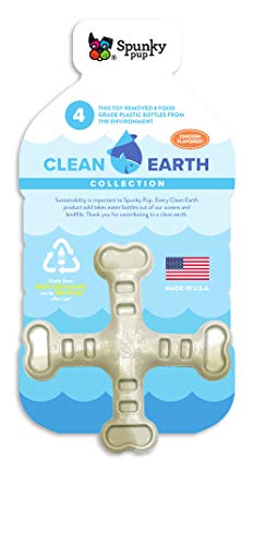 Spunky Pup Clean Earth Recycled Crossbones | Made in USA | Made from 100% Recycled Water Bottles, Gray - style: Crossbones