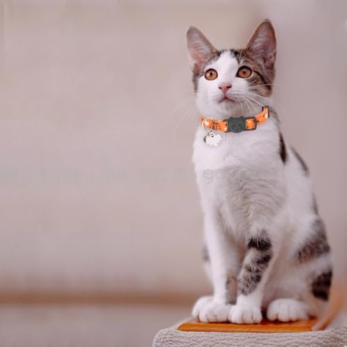 Halloween Cat Collar, Cotton 2 Pack Cat Collar with Bells, Breakaway Collars for Girl Boy Cats Kittens, Halloween Pink - color: Halloween Pink