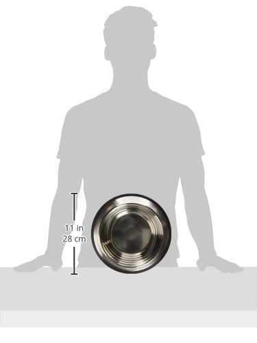 Fuzzy Puppy Non-Tip Dog Bowl with Rubber Base, Built-in Measurements, Won't Slip, Skid or Tip, Stainless Steel, 64oz (NTD-64) - size: 64 oz