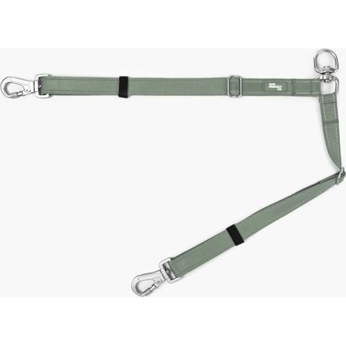 Dog Friendly Co. Leash Splitter | Walk Two Dogs | Complete Control - 360° Swivel, Tangle Free, Adjustable Length, Reflective Webbing, Heavy Duty Clips | Khaki - color: Khaki