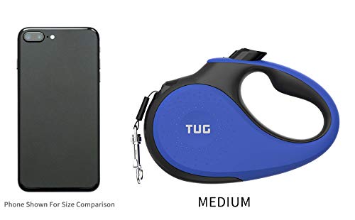 TUG 360° Tangle-Free Retractable Dog Leash with Anti-Slip Handle | 16 ft Strong Nylon Tape | One-Handed Brake, Pause, Lock (Medium, Blue) - color: Blue, size: Medium