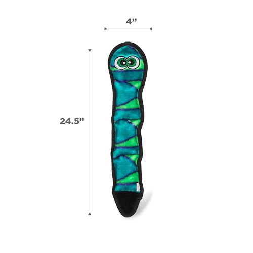 Outward Hound Durablez Large Snake Stuffing-Free Squeaky Plush Dog Toy for Puppies & Dogs - Interactive, Soft Yet Tough, No Mess, Jumbo Squeaker, Long-Lasting Play, 24.5 inch, Blue - color: Blue Snake, size: Large (Pack of 1)