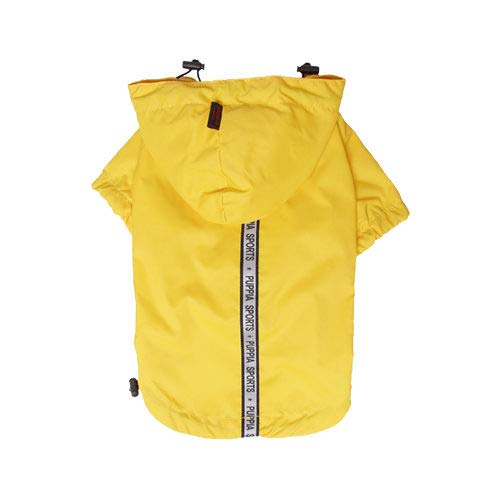 Puppia Base Jumper Dog Raincoat Waterproof Pet Rain Jacket with Reflective Safety Strips Lightweight High-Visibility with Leash Hole, Medium, Yellow, Polyester - color: Yellow, size: Medium
