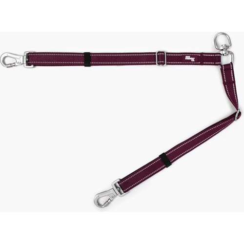 Dog Friendly Co. Leash Splitter | Walk Two Dogs | Complete Control - 360° Swivel, Tangle Free, Adjustable Length, Reflective Webbing, Heavy Duty Clips | Burgundy - color: Burgundy