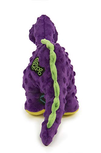 goDog Dinos Bruto Squeaky Plush Dog Toy, Chew Guard Technology - Purple, Large - color: Dinos Bruto (Purple), size: Large