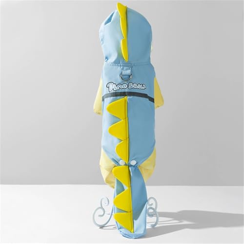 Waterproof Dog Raincoat, Dinosaur Design, Full Body Protection with Elastic Trousers, for Small Dogs (Blue, X-Small) - color: Blue, size: X-Small