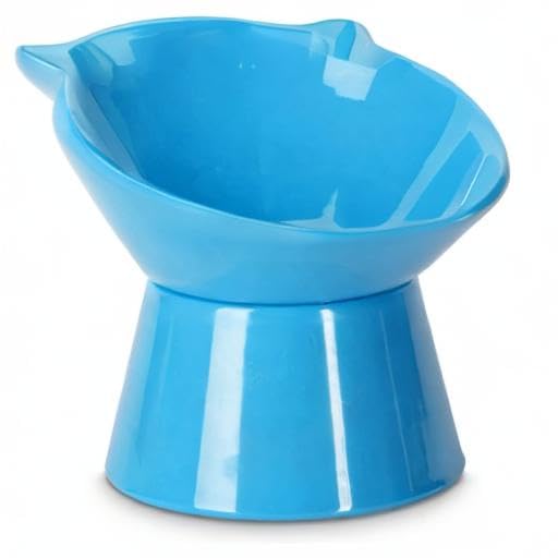 Detachable Elevated Cat Bowls, 15° Tilted Raised Cat Food Bowl Anti-Vomiting,Whisker Friendly, Adjustable Cat Dishes for Protecting Spine,Adult Kitten - color: Blue