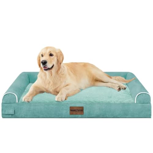 Large Dog Bed Orthopedic Washable: Beds Bolster XL Bed Medium Large Dogs Egg Crate Foam Couch Sofa Waterproof with Removable Cover - Aqua Blue - color: Aqua Blue, size: 36.0"L x 27.0"W x 6.5"Th