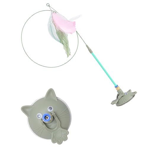 Pet Toy Kitten Teaser Wand Suction Cup Base Interactive Kitten Teaser Exercise and Entertainment for Active Felines Toy - color: Green