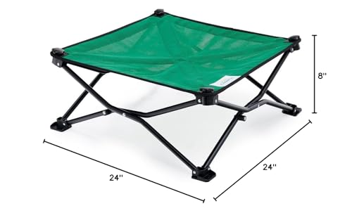 Coolaroo On-The-Go Elevated Dog Bed - Foldable Pop-Up Travel Dog Bed with Breathable, Moisture-Resistant Fabric, Carry Bag Included, Lightweight & Portable, Emerald Green, Standard - color: Emerald Green, style: Standard