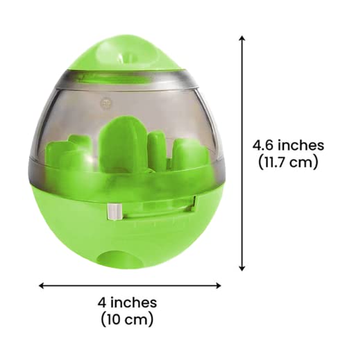 SunGrow Puppy, Small Dog Breeds, and Cat Treat Ball, Slow Pet Feeder, Boredom Buster, Adjustable Food Dispenser, Ends Naughty Chewing and Bloat, Encourages Exercise, Interactive Puzzle Feeder, 4.6” - color: Green