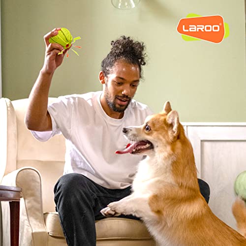 LaRoo Squeaky Dog Ball Toy,Durable Natural Rubber Squeaker Ball Throwing Training,Teeth Cleaning Chew Toy for Pet Medium and Large Dogs (3.5In Green) - color: Green-9cm