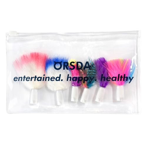 ORSDA 6Pcs Interchangeable Attachments Cat Feather Toys Replaceable Feathers and Fluffy Toy Accessories - color: Various Refills Feathers*6