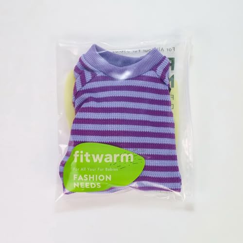Fitwarm Purple and Violet Striped Dog Pajamas, Waffle Dog Clothes for Small Dogs Girl Boy, Puppy Onesie with Feet, Pet Cat Outfit, Large - color: DarkViolet, size: Large