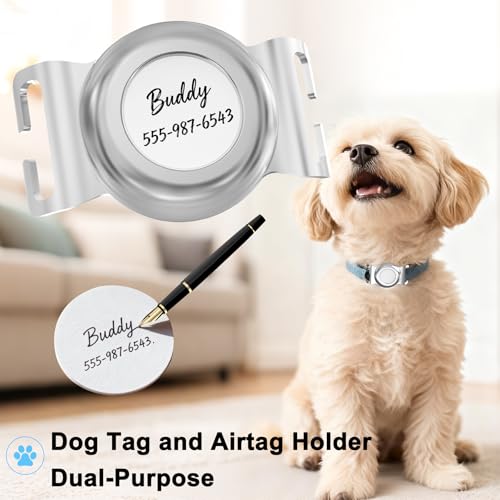 SANKALA Airtag Dog Collar Holder, Chew-Proof Stainless Steel & Waterproof Airtag Holder, Slide-On Opening Design, Fits Snap Closure Collars, Full Coverage Protective Case (Medium, 1 Pack) - size: Medium